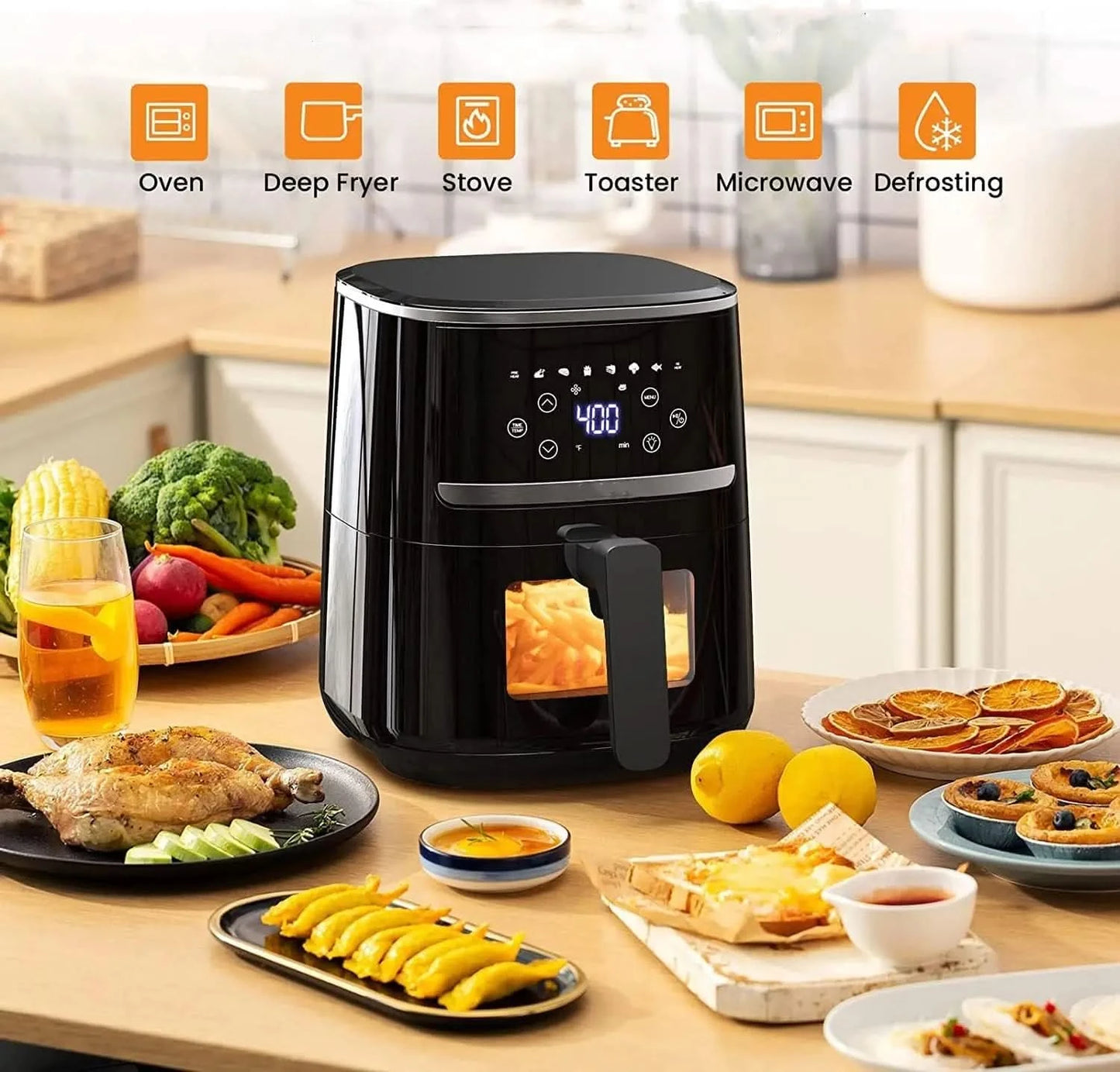 Adoolla Air Fryer Oven 5 Qt Large Oil Free Touch Screen 1500W Mini Oven Combo with 7 Accessories, One-Touch Digital Controls, No - M & M Global