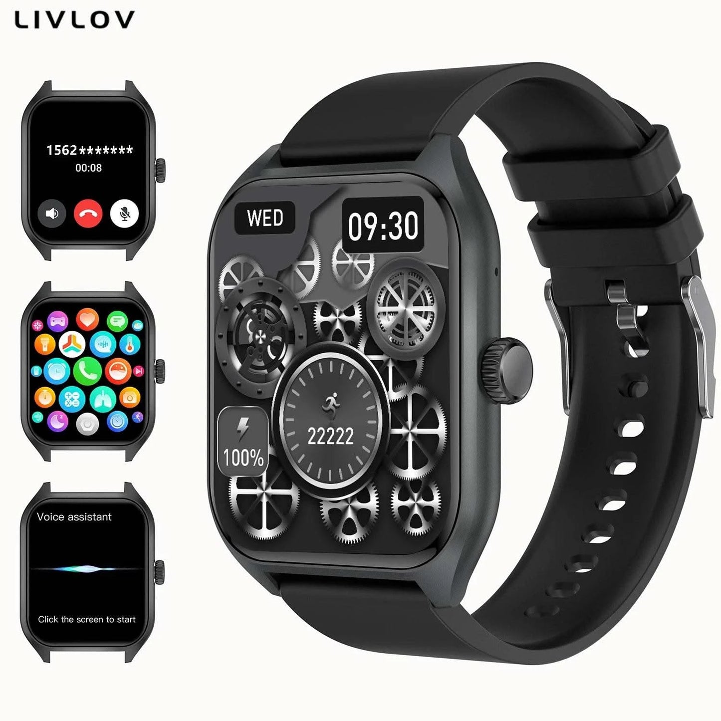 AI Voice Assistant Smart Watch for Men Women, 1.96'' HD Screen Activity Trackers with 100+Sports/ Sleep/ Heart Rate Monitor - M & M Global