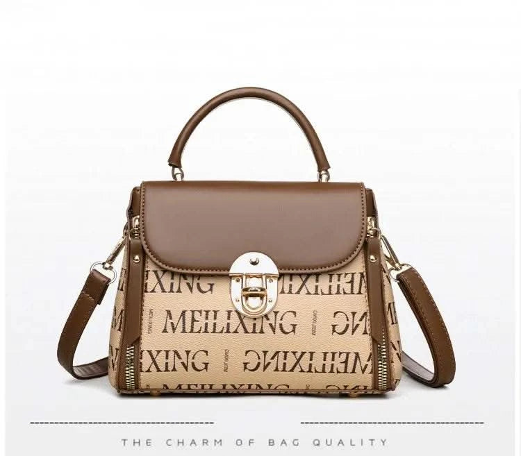 Bags for Women, Printed Fashionable Hand-Held Locks, Commuting Small Square Bag, Fashionable and Versatile Shoulder Crossbody Ba - M & M Global