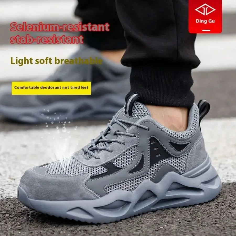 Men's Comfortable Soft-Soled Smash and Puncture Resistant Work Shoes
