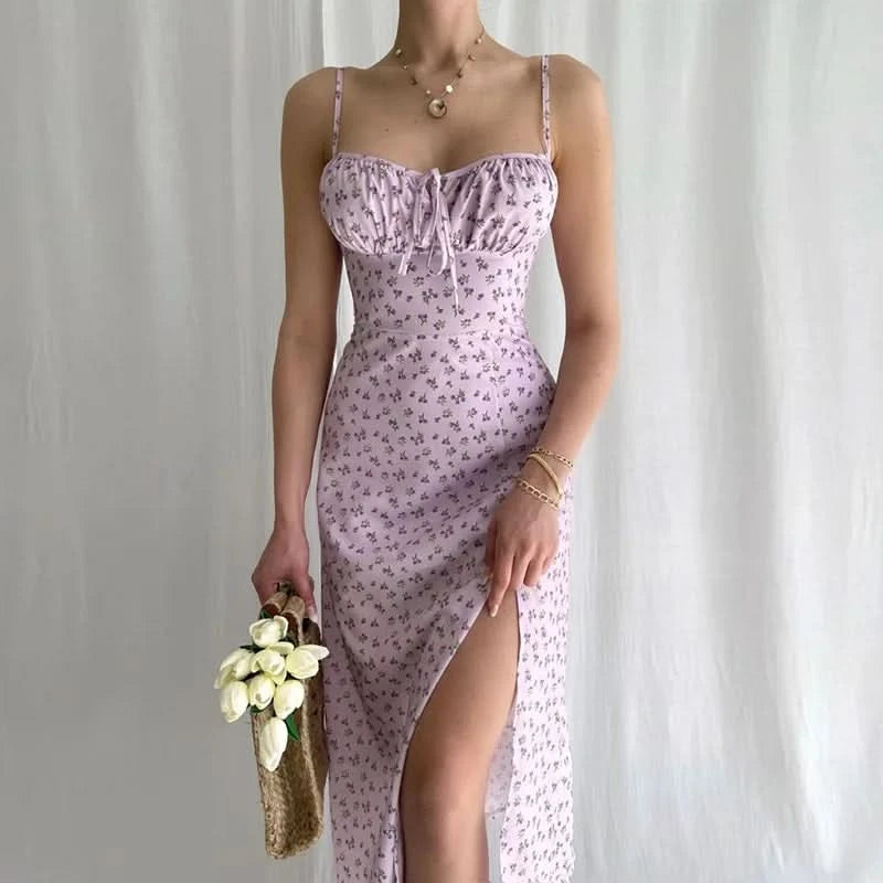 Women Elegant Floral Beach Vacation Bodycon Streetwear Long Dress 2024 Summer Clothes Wholesale Items For Business - M & M Global