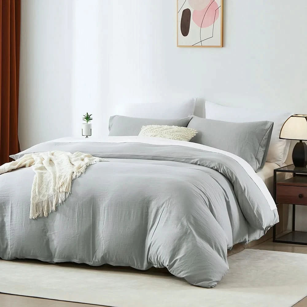 Boho Duvet Cover – All Season Soft Bedding Set, Solid Color Chic Duvet Cover for Twin, Full, Queen, King – Lightweight Bohemian Style Bedroom Decor