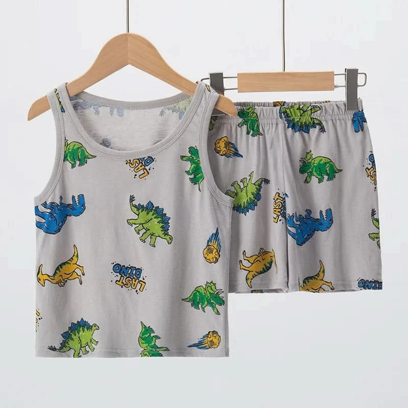 Summer CHILDREN'S Cotton Vest Set Cute Pineapple Boys and Girls Sports Casual Clothes - M & M Global