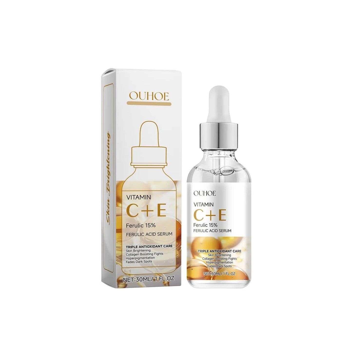 Ferulic Acid Serum Fade Fine Lines Firming Moisturizing Brightening Shrink Pores Vitamin C E Facial Essence Nourishing Skin Care - M & M Global