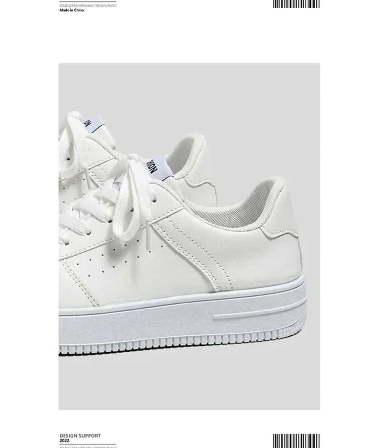 Casual Men's Sneakers Autumn 2025 New Style Winter Pure White Fiberglass Synthetic Lining Rubber Sole Unisex Leisure Shoes - M & M Global