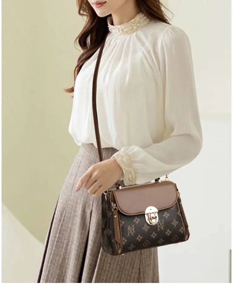 Bags for Women, Printed Fashionable Hand-Held Locks, Commuting Small Square Bag, Fashionable and Versatile Shoulder Crossbody Ba - M & M Global