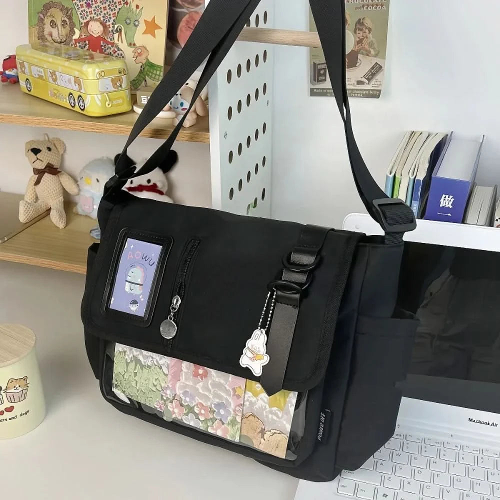 Y2K Japanese Harajuku School Bags for Teenage Girls New 2024 Transparent Itabag Crossbody Bag DIY Badges Display Plate Ita Bag - M & M Global