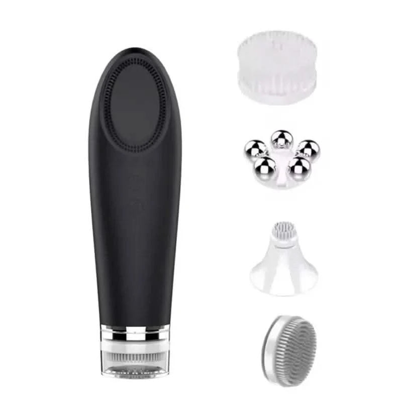 2024 New Rechargeable Sonic Facial Cleansing Brush with Hot and Cool Compress Silicone Face Cleanser for Deep Cleaning - M & M Global