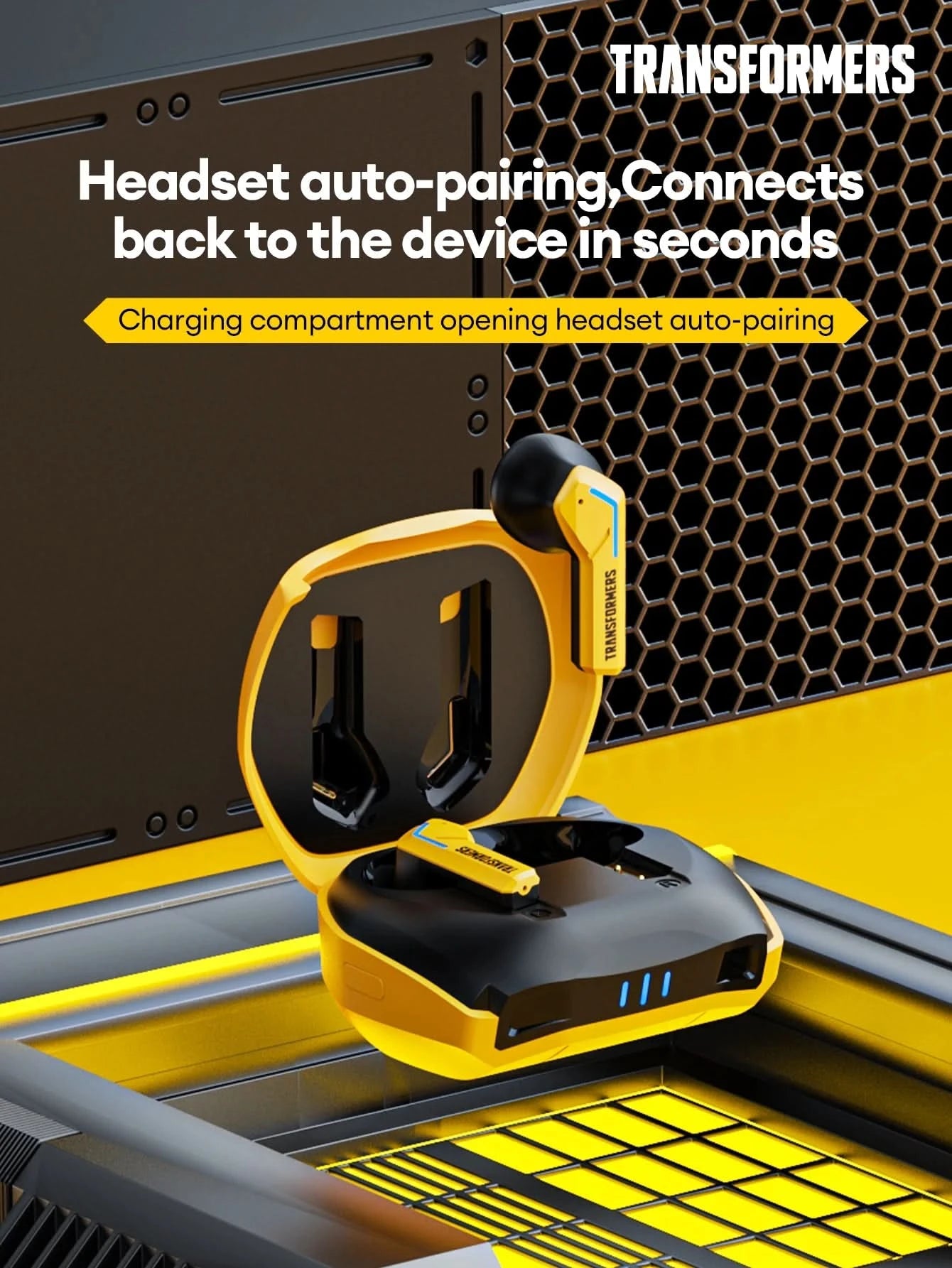 Ship From US Transformers TF-T06 Bluetooth Earphones Gaming Headset Low Latency with Mic Headphones HD Call Wireless Earbuds