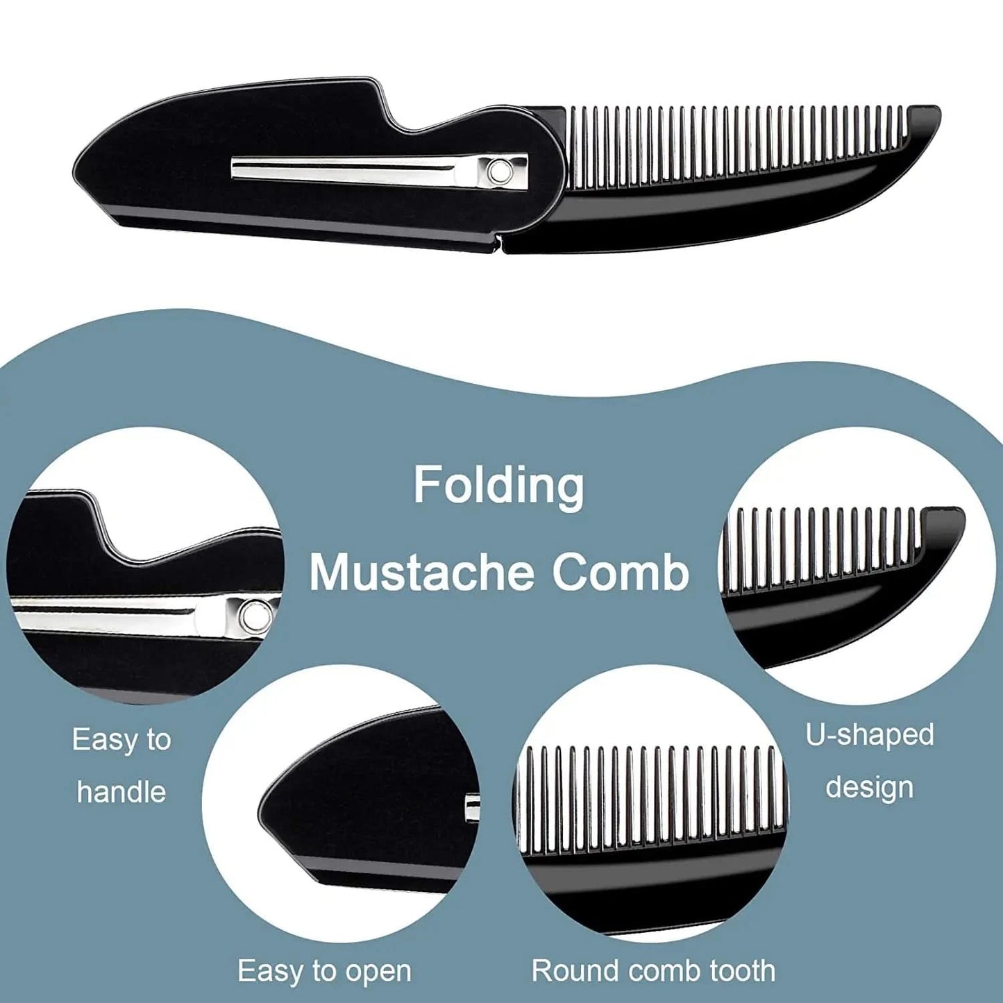 Men Shaving Bamboo Brush Comb Set Boar Bristle Portable Barber Beard Brush Comb Scissors for Facial Cleaning Styling Tool - M & M Global