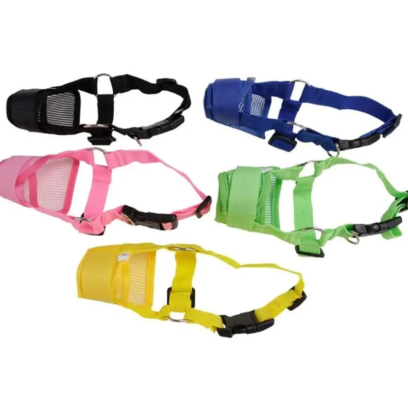 Pet Dog Adjustable Bark Bite Mesh Mouth Muzzle Grooming Anti Stop Chewing for Small Dogs Nylon Belt Dog Accessories Pet Products - M & M Global