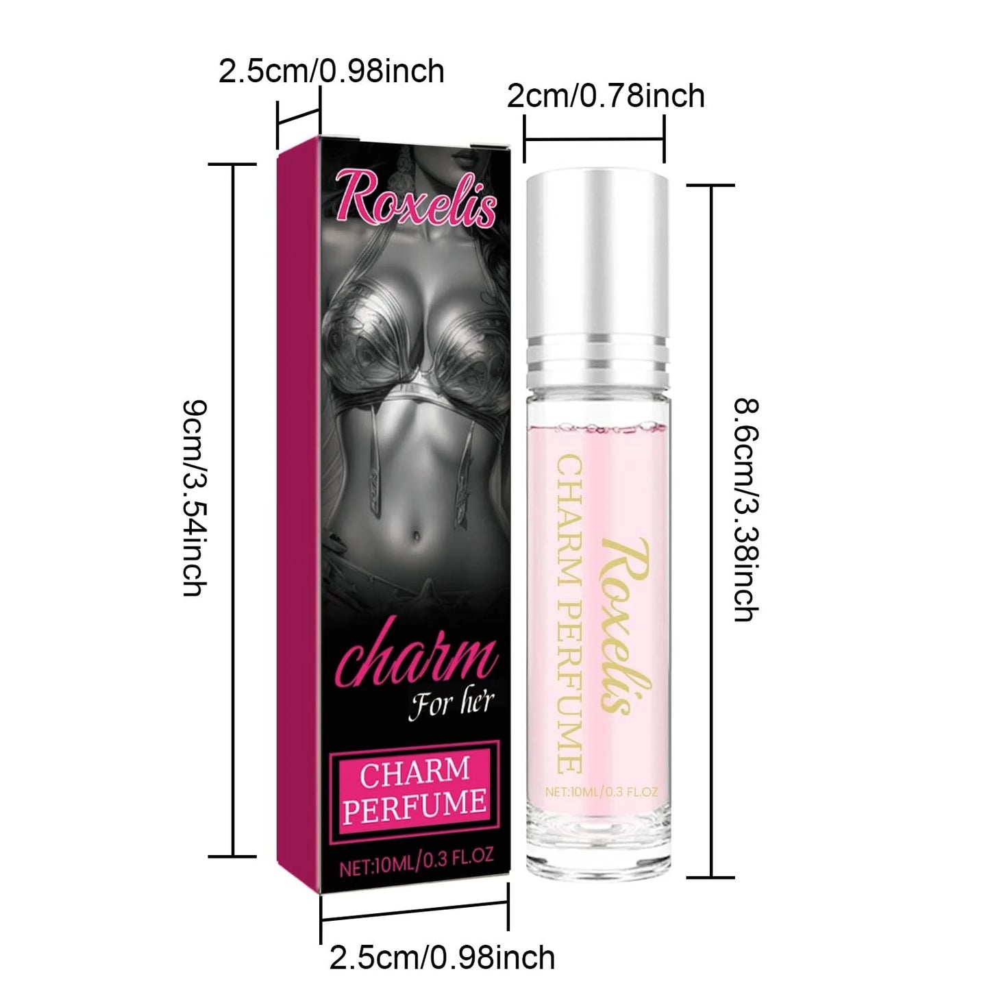 Roxelis Pheromone Ball Bearing Perfume Women's Portable Fragrance Couple Body Charm Fragrance Natural Fresh Fragrance 0.3 OZ - M & M Global
