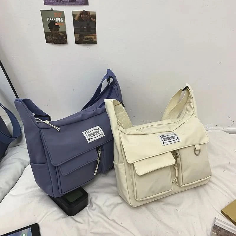 Korean Ulzzang Messenger Bag Women New 2023 Nylon Bags Multipockets Crossbody Bags For Women School Book Shoulder Bag Girls Sac - M & M Global