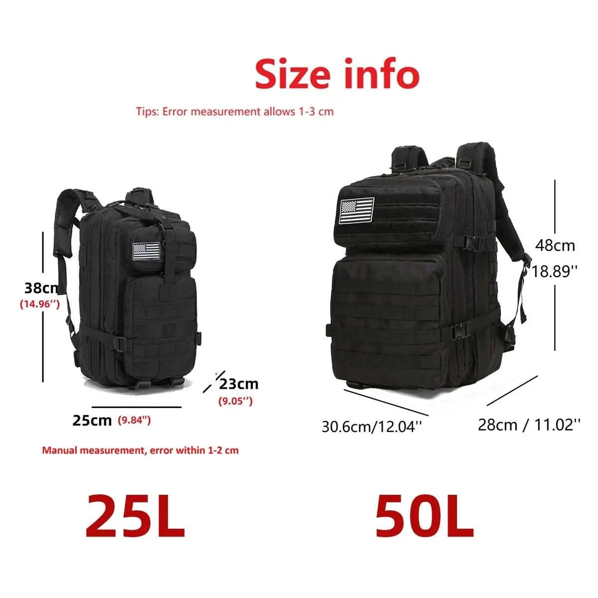 25L/50L Tactical Backpack Molle Bag Outdoor Bags Backpack for Hiking Camping Trekking Hunting Fishing GYM Bags Backpacks - M & M Global