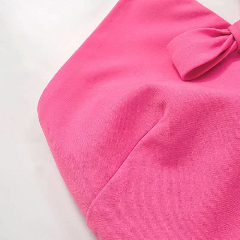 Tossy Tee Bow Off-Shoulder Slim Long Dress For Women Patchwork Fashion Elegant Hollow Out Backless Clothes Female Party Dress - M & M Global
