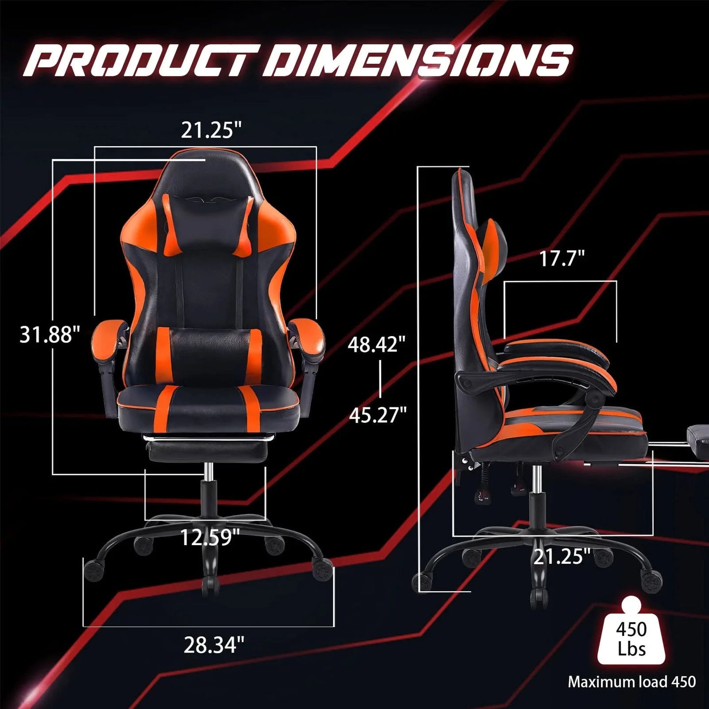Gaming Chair, Computer Chair with Wheels, Adjustable Height Pu Leather Gamer Chair Office Desk Chair