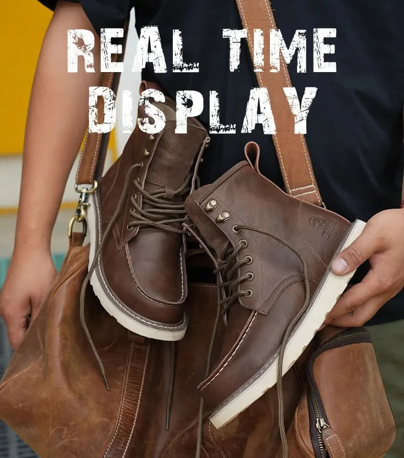 Two layer cowhide high top anti-smash anti-puncture breathable fashion labour insurance shoes