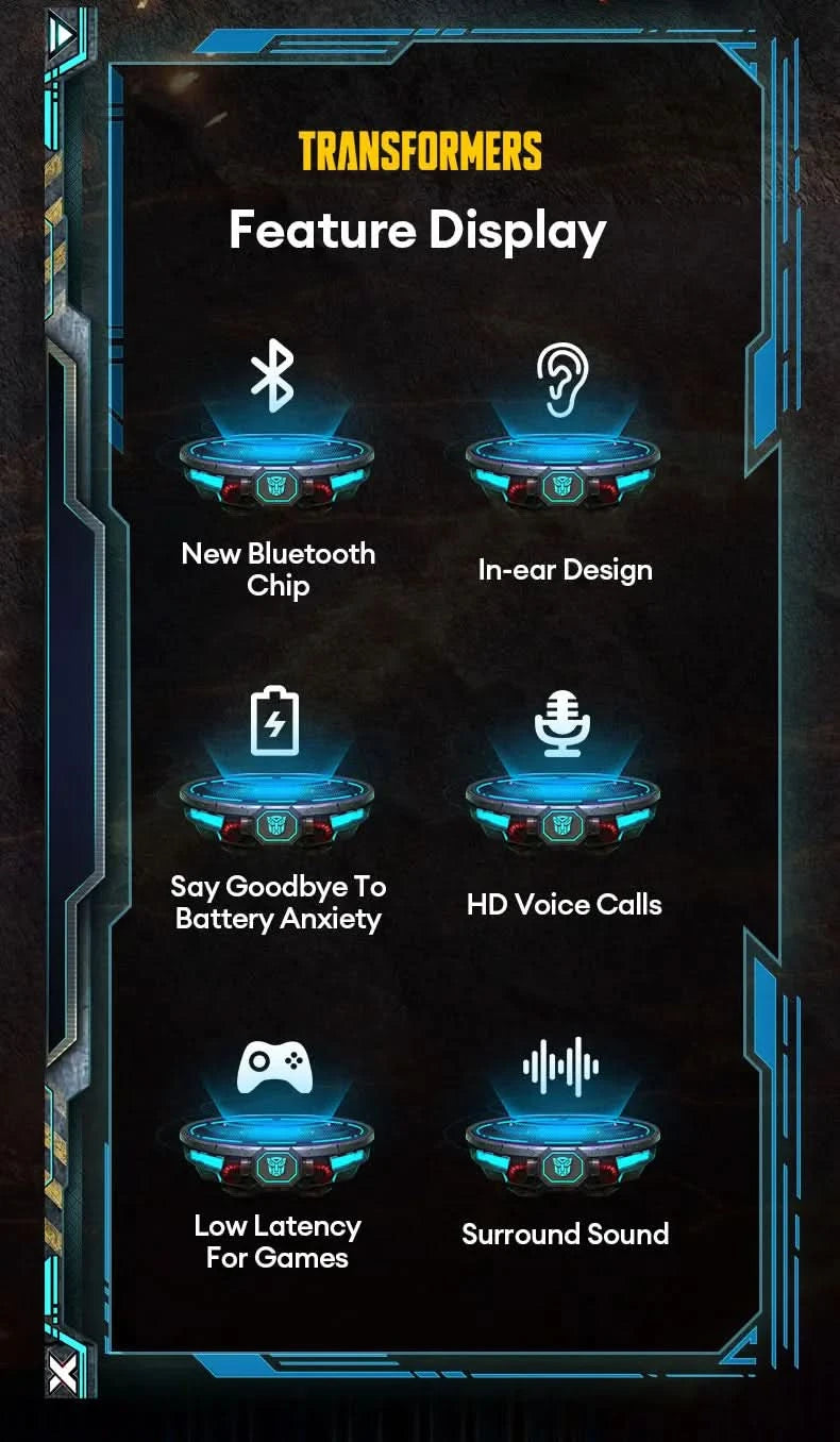 Ship From US Transformers Bluetooth Earphones Wireless Gaming Headset GM2 Pro Low Latency Earbuds HD Call with Mic 2025 New