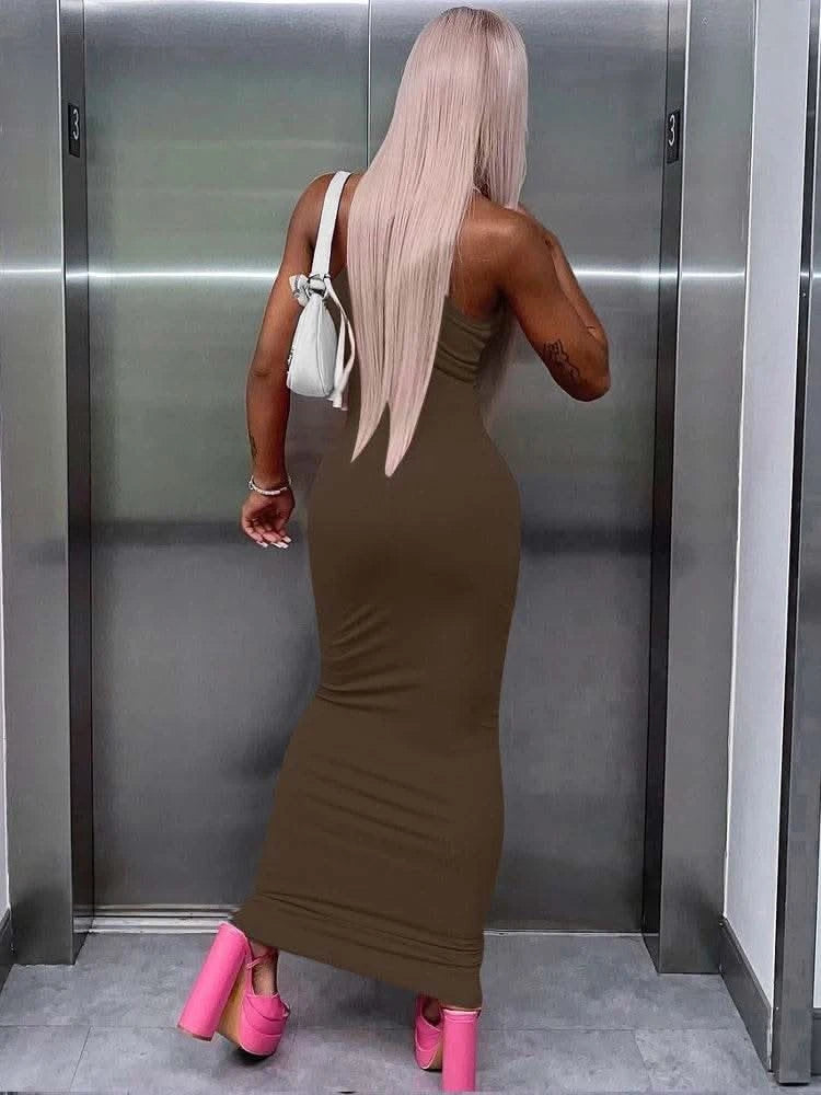 Dulzura Women Fashion 2024 Autumn Sleeveless Club Streetwear Bodycon Pink Pencil Long Dress Wholesale Items For Business - M & M Global