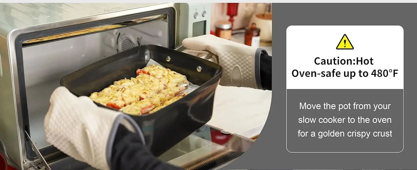 N61NA Nonstick Slow Cooker 7-Quart - PFOA-Free Ceramic-coated, 3 Heat Settings & Timer - Dishwasher & Oven Safe Pot for Effortle - M & M Global