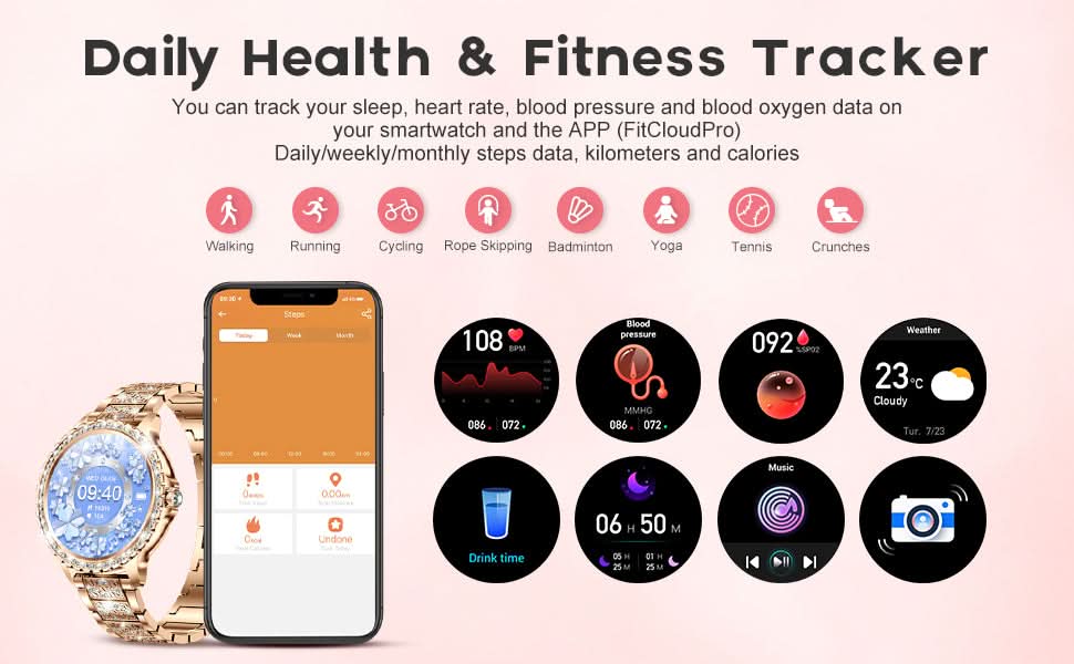 Smart Watches for Women,1.32" HD Fitness Tracker Watch with Answer/Make Call,AI Voice Control,Heart Rate/Calories/SpO2