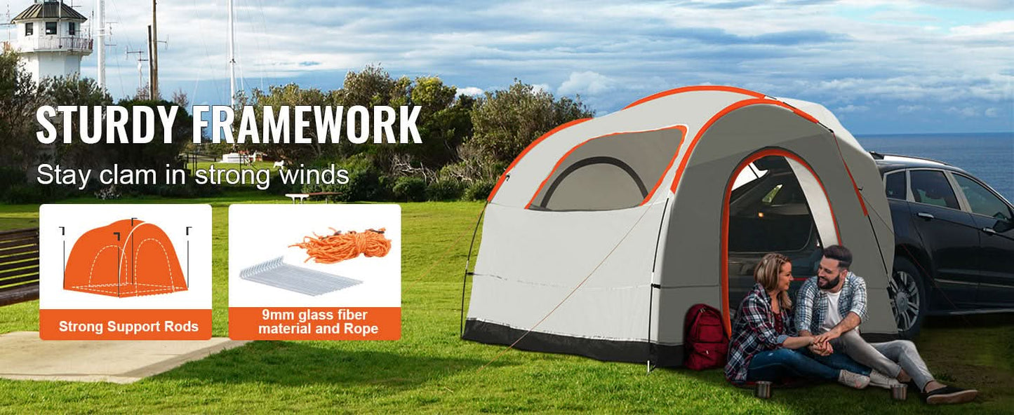 VEVOR SUV Camping Tent 8'-8' SUV Tent Attachment for Camping with Rain Layer and Carry Bag PU2000mm Double Layer Truck Tent