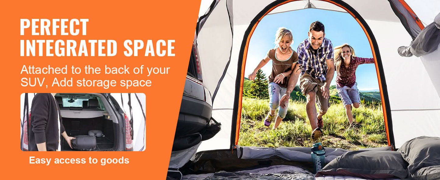 VEVOR SUV Camping Tent 8'-8' SUV Tent Attachment for Camping with Rain Layer and Carry Bag PU2000mm Double Layer Truck Tent