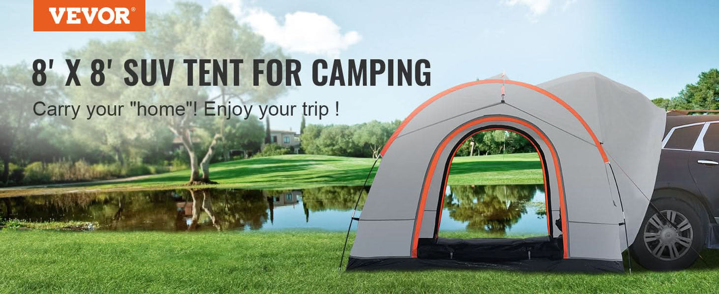 VEVOR SUV Camping Tent 8'-8' SUV Tent Attachment for Camping with Rain Layer and Carry Bag PU2000mm Double Layer Truck Tent