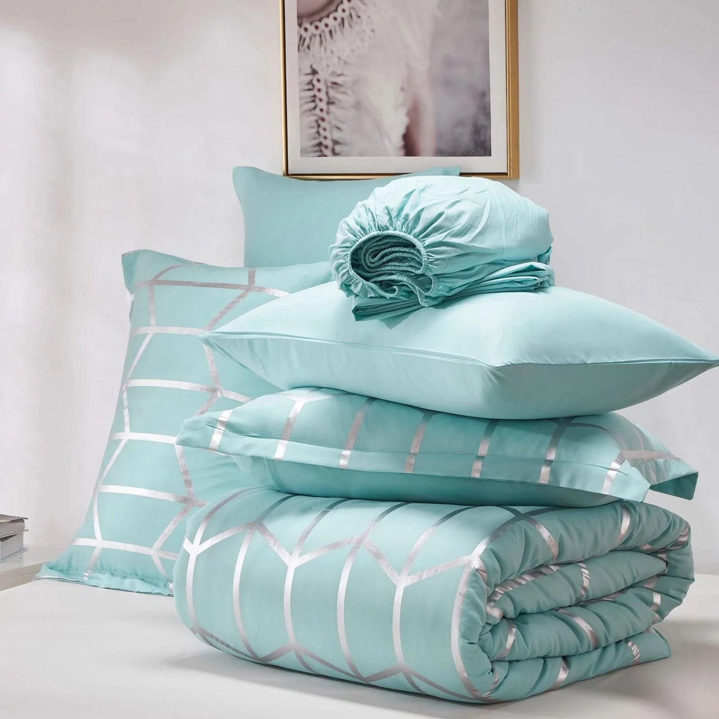 Teal bedding set with geometric patterns on a light background
Comfora Cozy Bedding Set
sage green bedding
white bedding set
comforter set queen
floral duvet cover
Comfora Cozy Bedding Set
plush comforter set cozy pack
ultra-soft all-season comforter and shams
luxury cozy bedding set online
warm textured comforter set King/Queen
Green Plant Bedding
Botanical Quilt Set
Nature Print Bedding
5 Piece Bedding Set
7 Piece Bedding Set