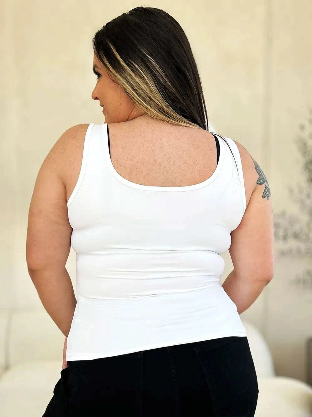 Basic Bae Full Size Square Neck Wide Strap Tank - M & M Global