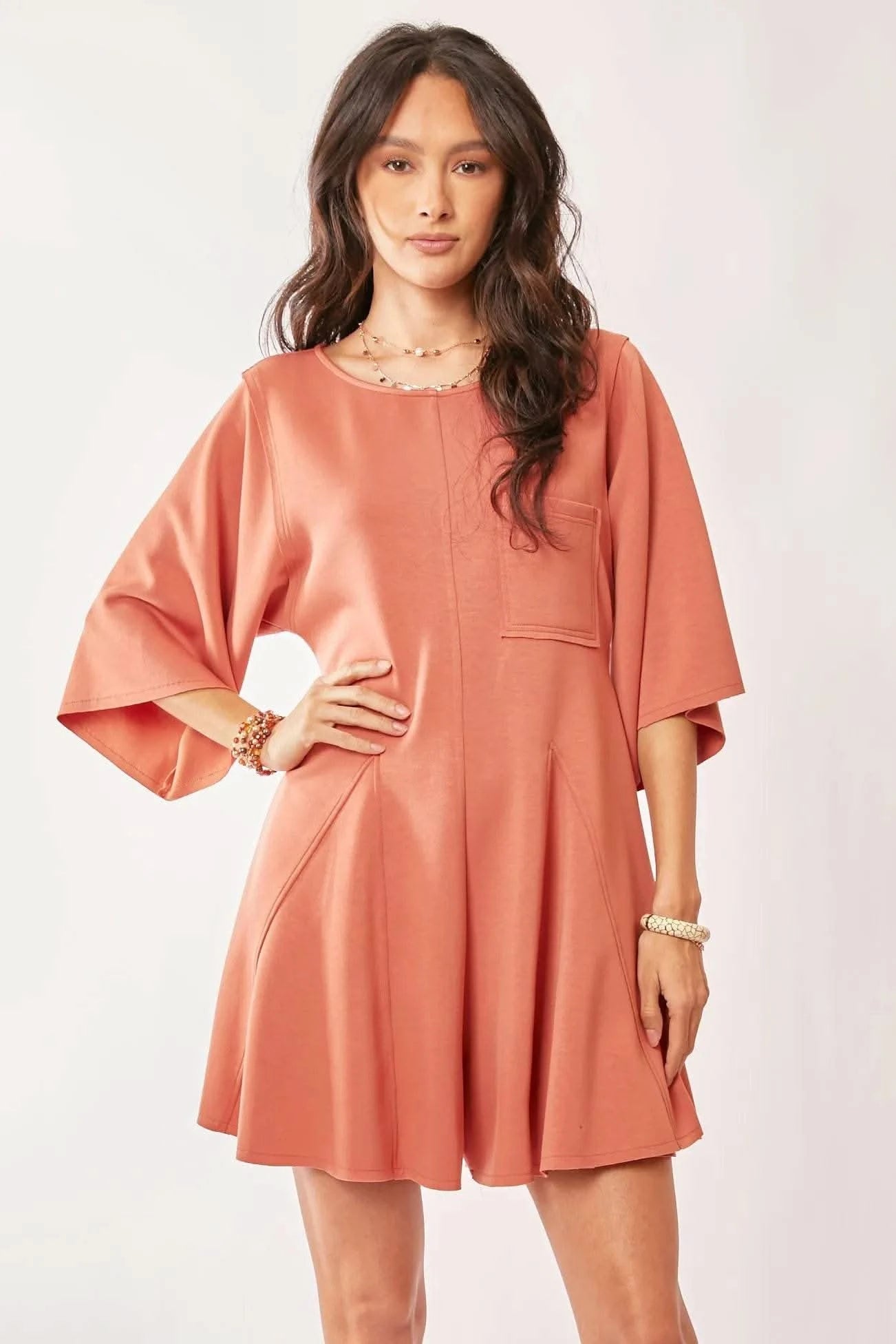 Davi & Dani Solid Draped Sleeve Ties Back Skort Romper - M & M Global