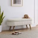 Ottoman Beige Oval Storage Bench
