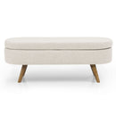 Ottoman Beige Oval Storage Bench