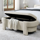 Linen Fabric Upholstered Storage Bench for Living Room