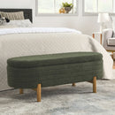 Ottoman Oval Storage Bench Rubber Wood Leg
