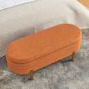 Modern Orange Ottoman Storage Bench Stylish Oval Design