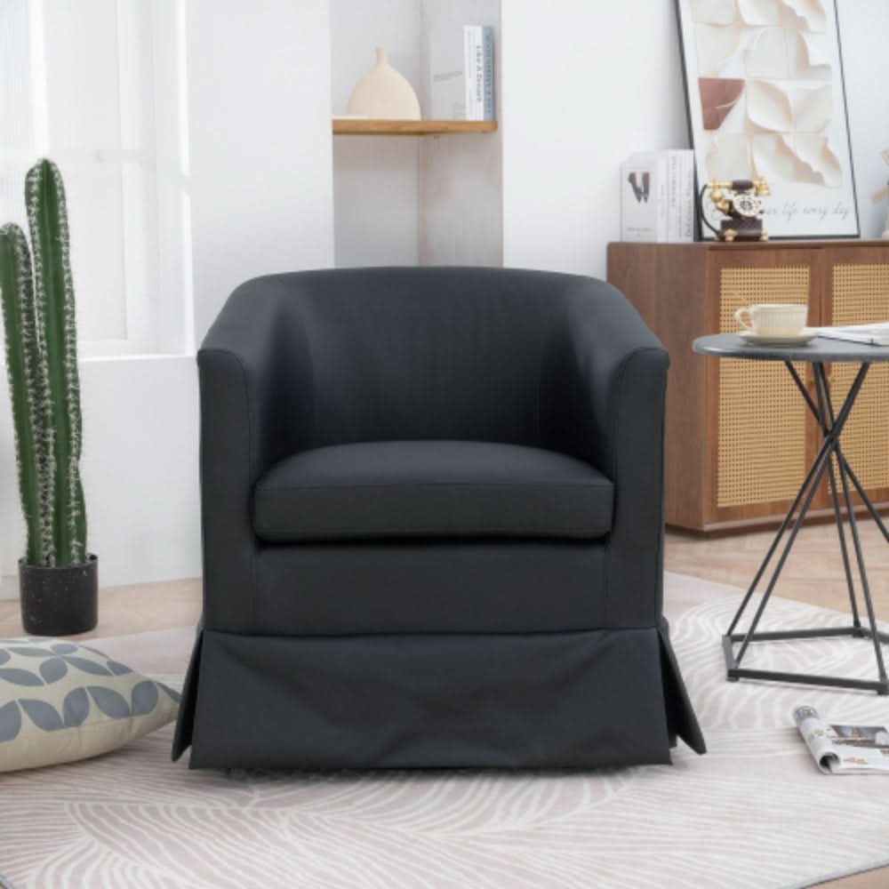 Black PU Wide Swivel Chair