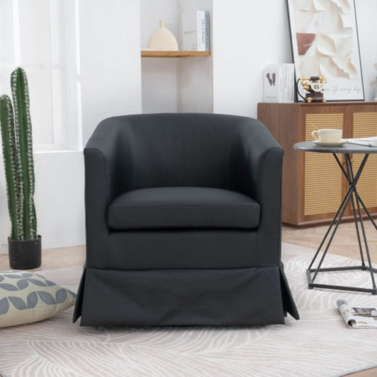 Black PU Wide Swivel Chair