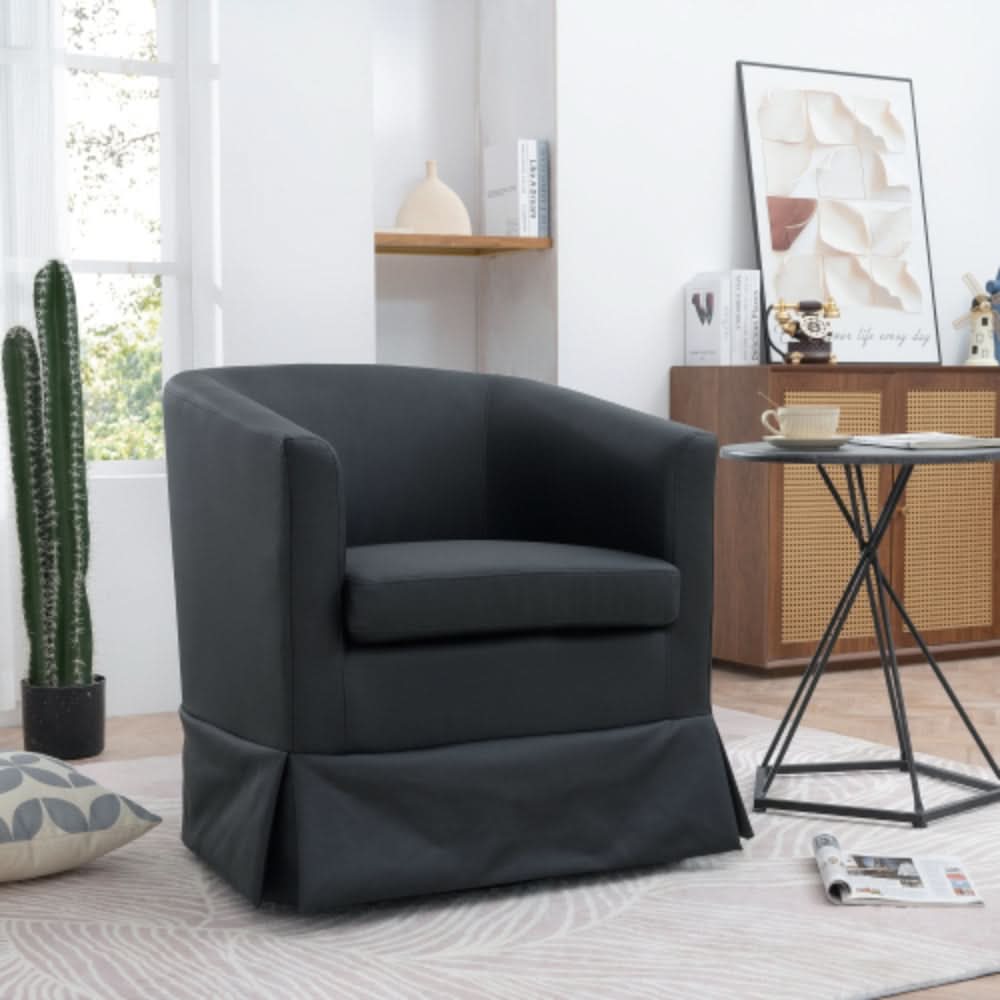 Black PU Wide Swivel Chair
