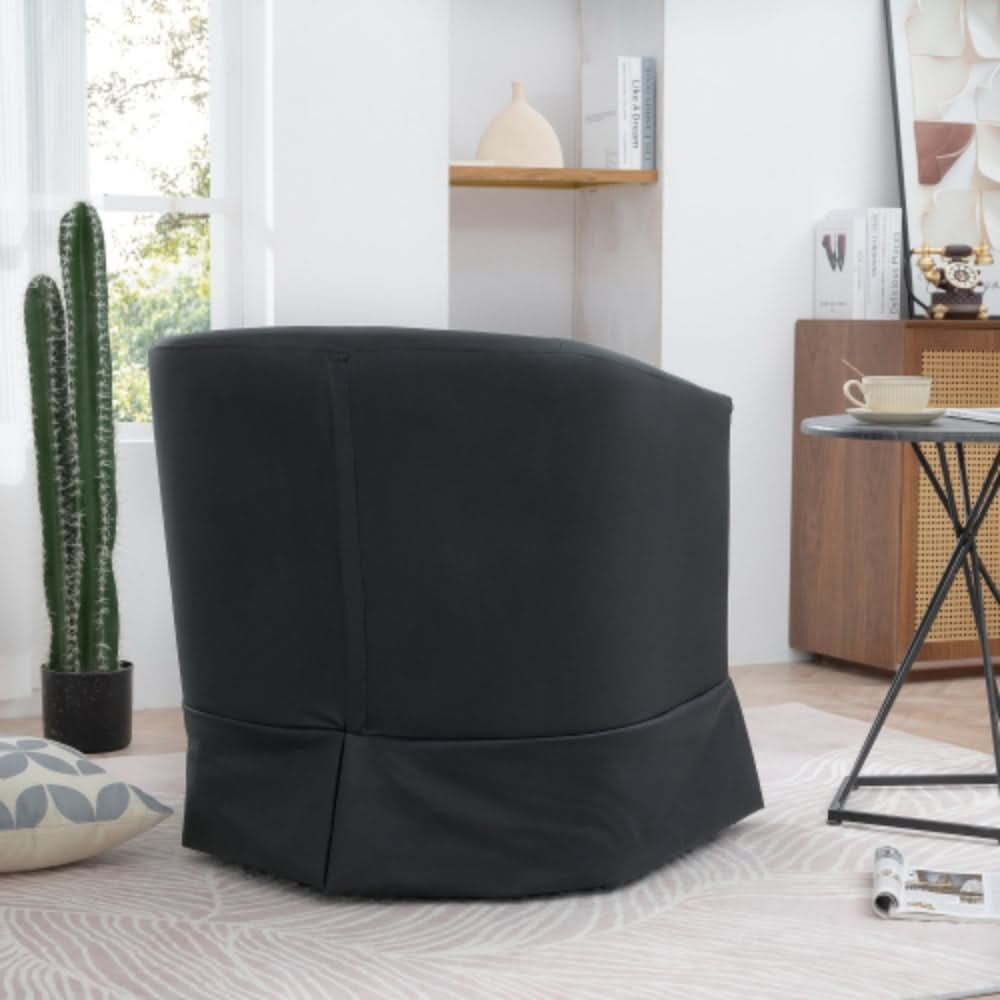 Black PU Wide Swivel Chair