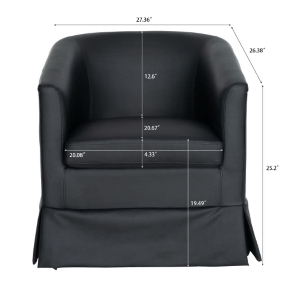 Black PU Wide Swivel Chair