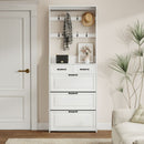 White Shoe Cabinet with 3 Doors 2 Drawers and Hanger
