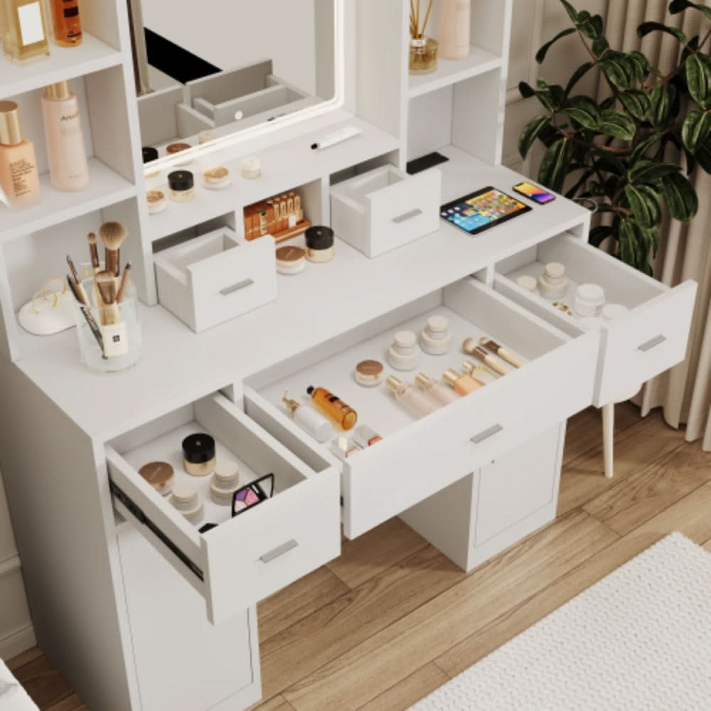 Smart Mirror Dressing Table with Drawers and Storage Cabinet