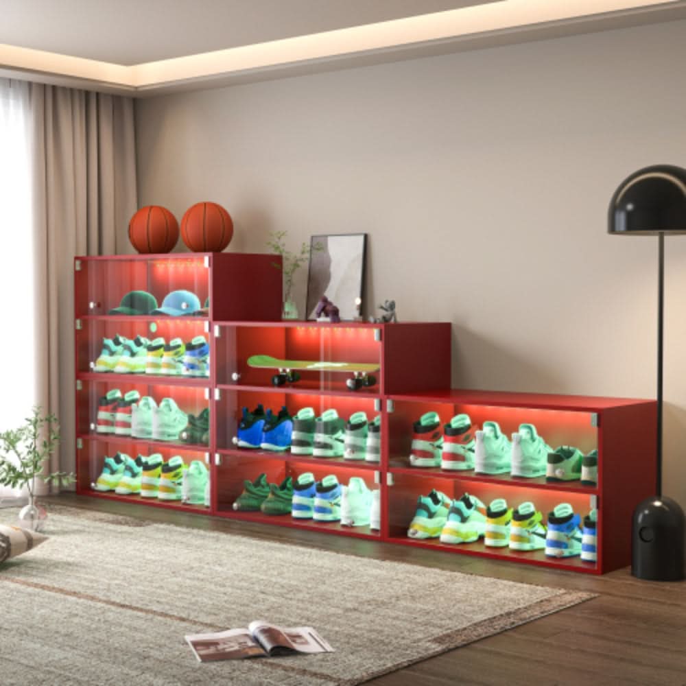 Red Glass Door Shoe Box with RGB LED Light