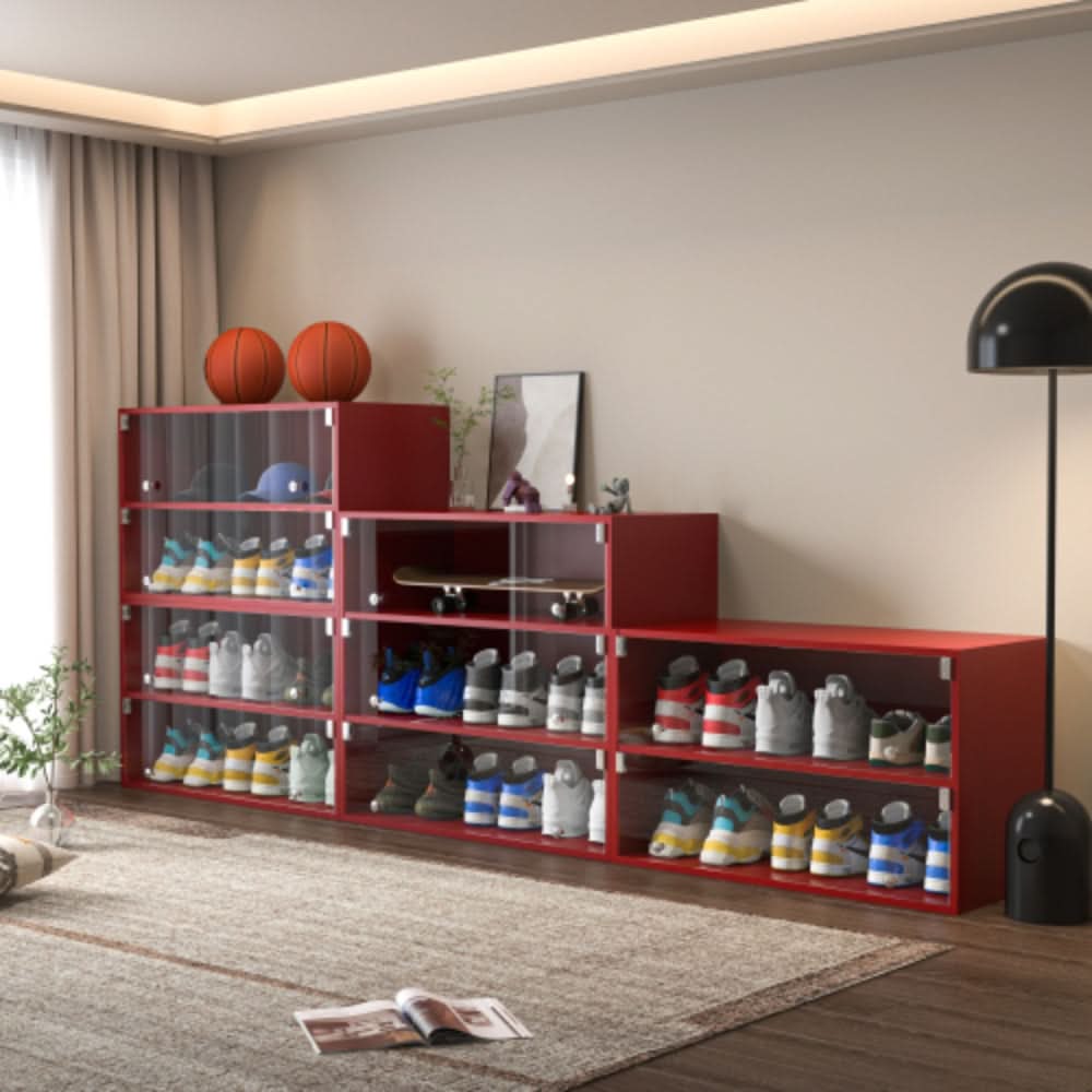 Red Glass Door Shoe Box with RGB LED Light