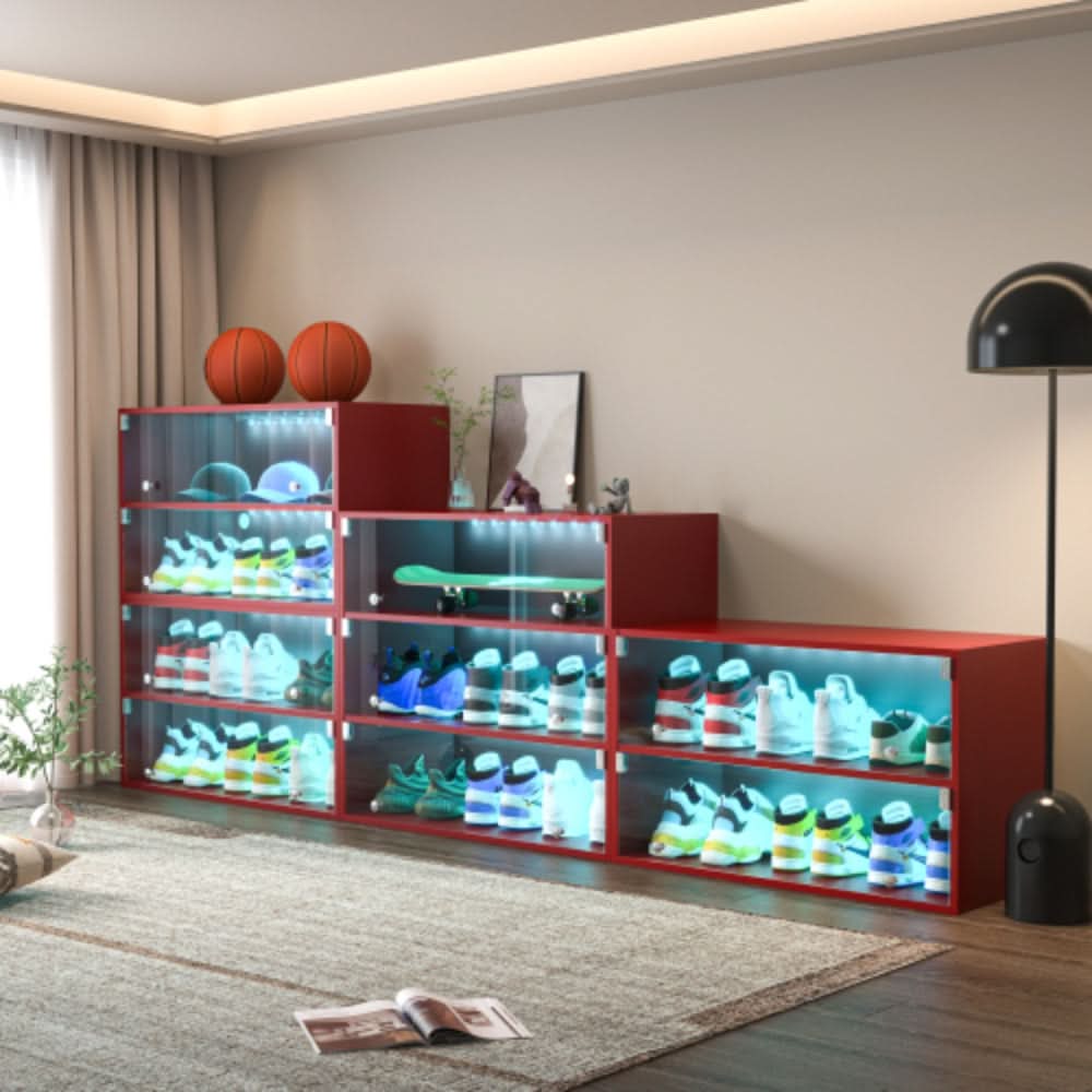 Red Glass Door Shoe Box with RGB LED Light