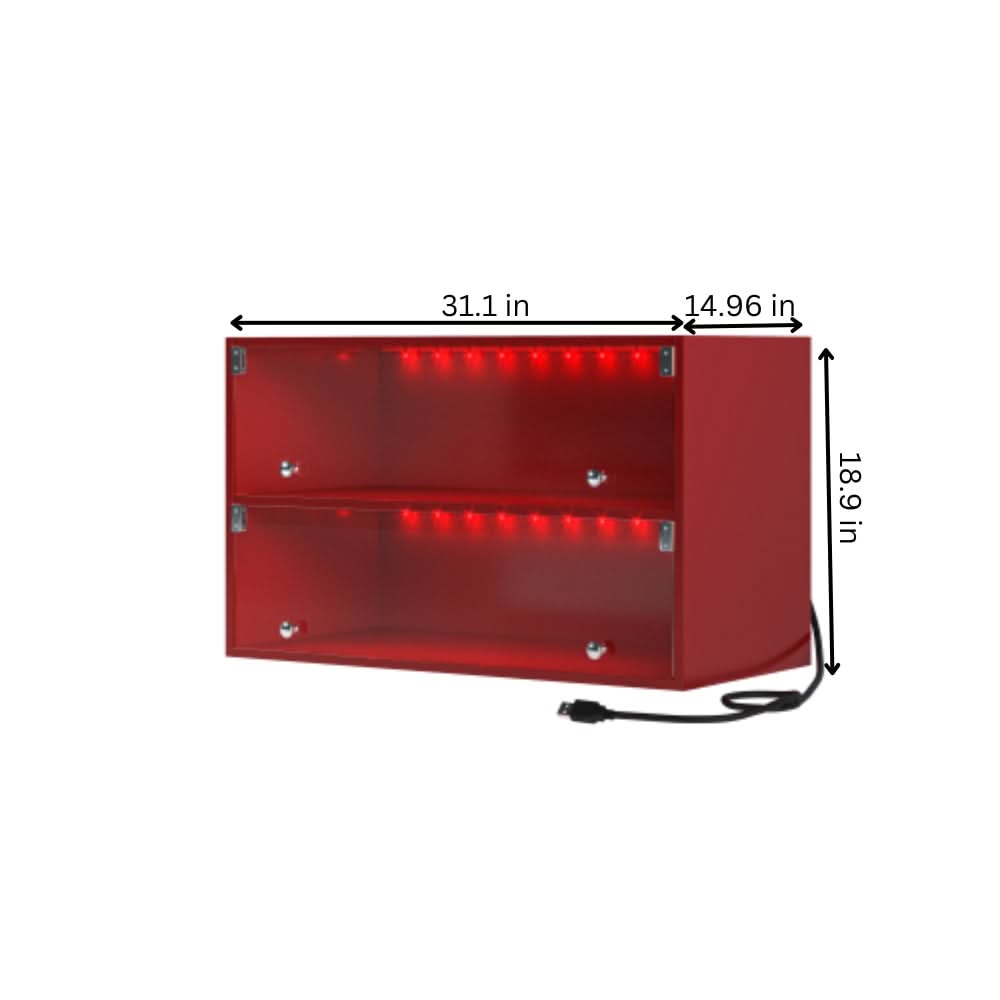 Red Glass Door Shoe Box with RGB LED Light