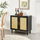 Modern Rattan Storage Cabinet with Adjustable Shelves