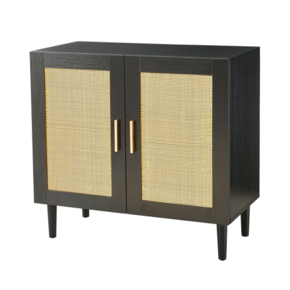Modern Rattan Storage Cabinet with Adjustable Shelves