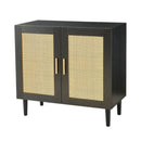 Modern Rattan Storage Cabinet with Adjustable Shelves